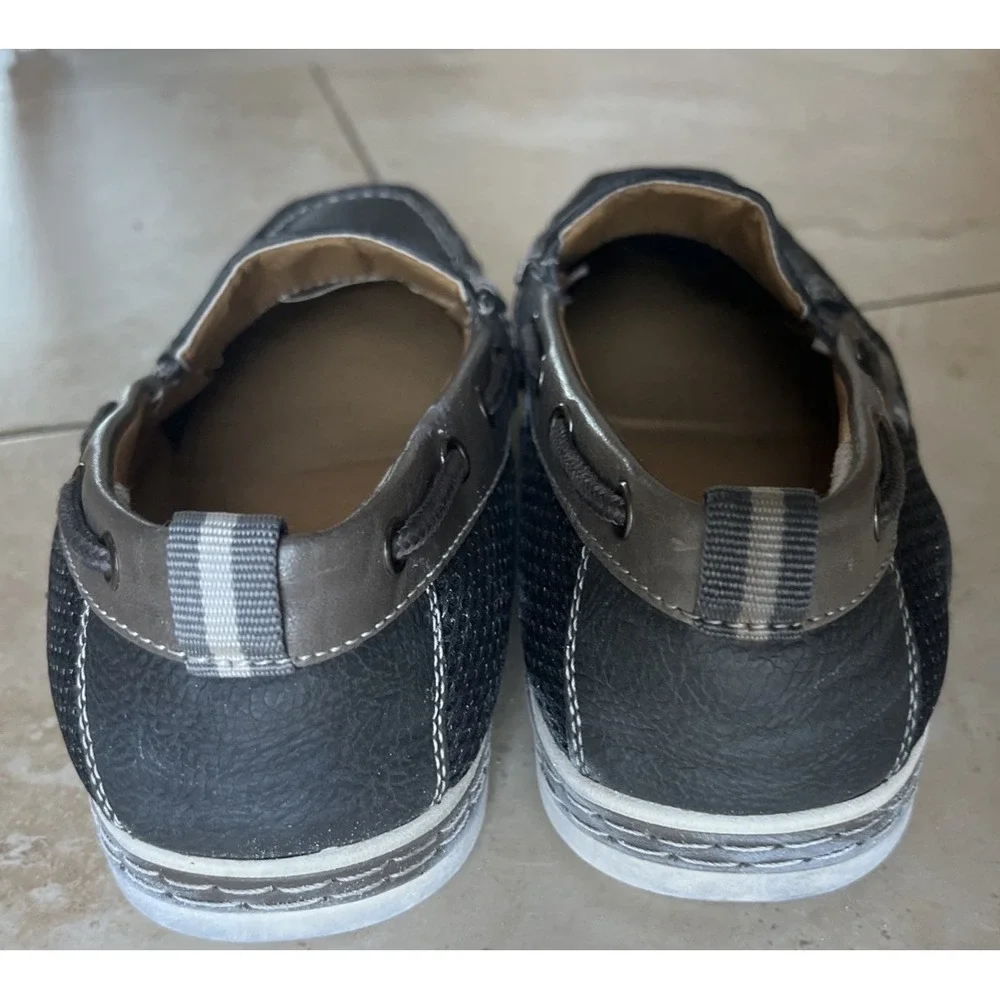 Brix Dacio Boat Shoes Slip On Loafer Mens Size 8.5 Gray Vegan Leather
